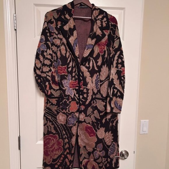 Peruvian Connection Jacquard Knit Coat Womens Long Duster Cardigan Sweater LARGE - Picture 3 of 8